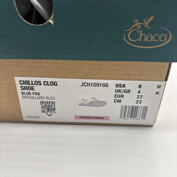 Chaco Chillos Clogs Blue Fog Women's Size 6 Slip-On Comfort Foam Sandals New - Picture 2 of 11
